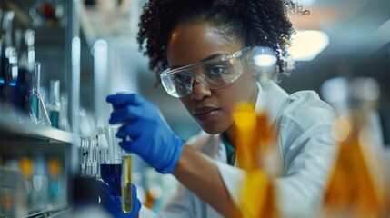 A scientist carefully labeling testing tubes with vital information, ensuring accuracy and traceability in pharmaceutical research processes.