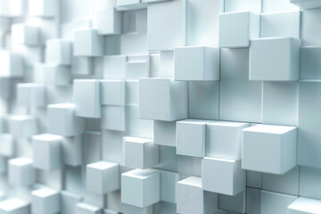 Random shifted white cube boxes block background wallpaper banner with copy space