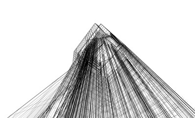 abstract buildings architectural drawing 3d