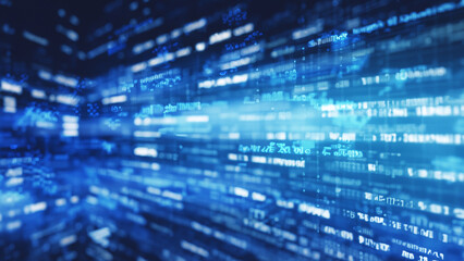 Digital Data Stream on Blue Background