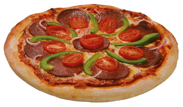 Pizza Salami, Parika, Zwiebel und Tomate