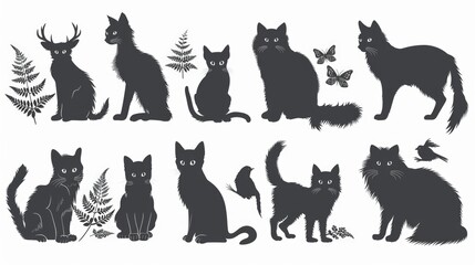 Collection of mix animals silhouette Genrative AI