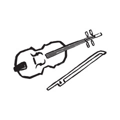 Ilustração de Instrumento Rabeca no estilo de xilogravura.