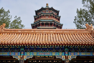 Tower of Buddhist Incense (Foxiangge) on the Longevity Hill of The Summer Palace, complex of...