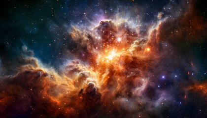 Naklejka premium Galactic Splendor: Vibrant Star Formation in the Heart of the Nebula