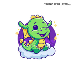 cute baby green dragon, character, mascot, logo, vector, design, illustration, eps 10