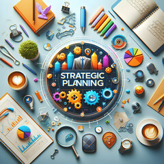Vibrant Banner Concept for Strategic Planning Initiatives with Essential Business Elements - Ultra Realistic Photo