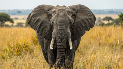 Elephant spotted on safari in the Maasai Mara wildlife reserve, Kenya, Africa; Maasai Mara, Kenya