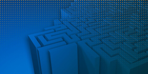 Blue maze 3d perspective horizontal banner