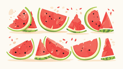 Pieces of fresh watermelon on white background 2d f