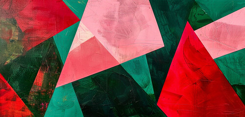 bold geometric shapes of rose red and woods green, ideal for an elegant abstract background