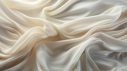 Obraz premium Beautifully Fluttering White Color Fabric in Space With Delicate Folds on Blurry Background