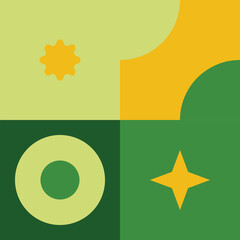 neo geometry stars, circle combination and cornering circle variation with yellow and green color