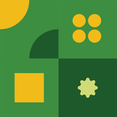 neo geometry dots, square, stars and cornering circle variation with yellow and green color