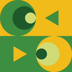 neo geometry circle combination and play icon variation with yellow and green color