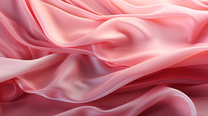 Contemporary Fluttering Pink Color Silk Fabric in Space With Delicate Folds on Focus on Foreground