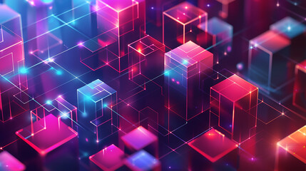square 3d technology digital background.
