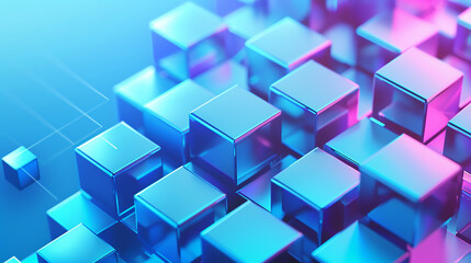 Obraz premium Abstract technology futuristic digital graphic concept blue square, line technology Wireframe background with plexus effect. Futuristic. material in square shapes in random geometric patterns.