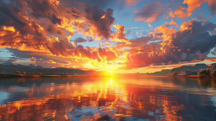 sunset, sky, clouds, cloud, orange, nature, sun, red, sunrise, dusk, evening, fire, landscape, abstract, beautiful, weather, cloudscape, color, blue, twilight, dawn, light, atmosphere, yellow, sunligh