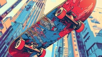 a cartoon design with a skateboard, in the style of toonami, playful typography, pop art avocadopunk