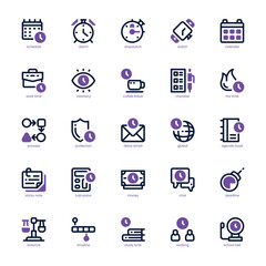 Schedule and Plan icon pack for your website, mobile, presentation, and logo design. Schedule and Plan icon dual tone design. Vector graphics illustration and editable stroke.