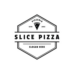 Slice pizza logo design vintage retro bagde style	