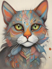 Fototapeta premium Cat Surreal Illustration Animal Art