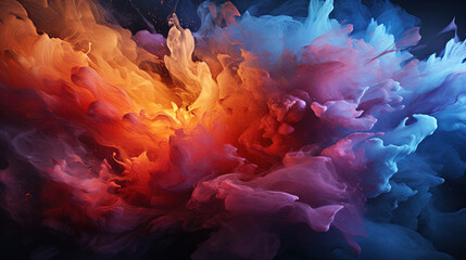 Obraz premium Abstract Flame Exploding Multi Coloured Ink Paint on Background