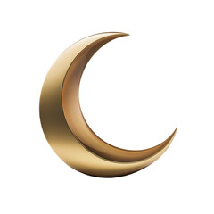 Golden crescent on white, isolated on transparent, PNG, background