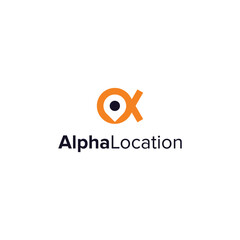 alpha location simple sleek creative geometric modern logo design vector