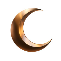 Golden crescent on white, isolated on transparent, PNG, background