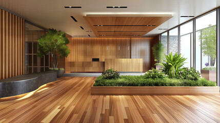 View of Modern office reception with plants