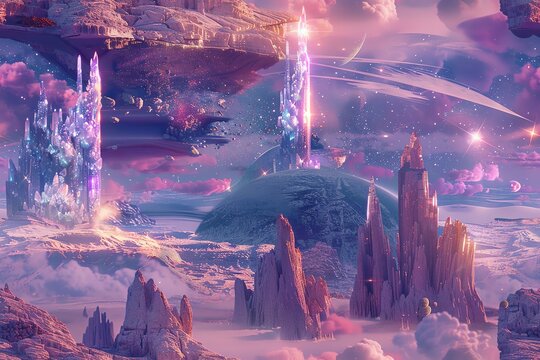 Design a captivating digital artwork showing Sci-fi enthusiasts clad in retro-futuristic space gear