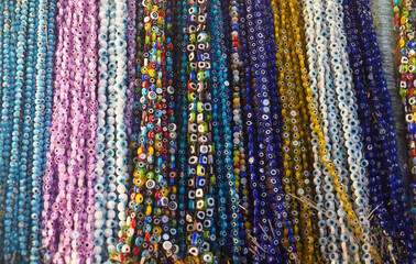 Colorful necklaces and rosaries sold in Ankara Ulus Suluhan bazaar