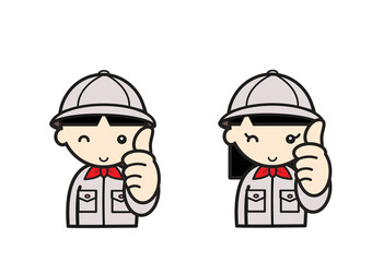 いいねポーズのボーイスカウトの子どもたち