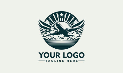 airplane vector logo design airplane with spread wings