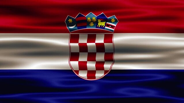 Flag of Croatia waving on a loopable 4K animation. Croatia flag video waving in wind. Realistic Hrvatska Flag background. Croatia Flag Looping Closeup. Hrvatska national Sign.