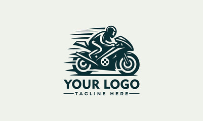 motorbike vector logo design racing logo with the syimbol of speeding motorbike