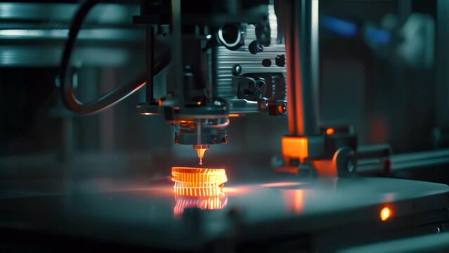 a 3D printer in action, constructing building components or structures using innovative additive manufacturing technology.