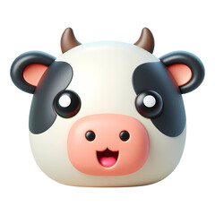 Fototapeta premium 3d happy cow emoji icon. Realistic 3d high quality isolated render 