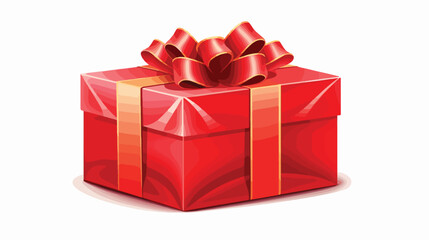 Red gift box on white background 2d flat cartoon va