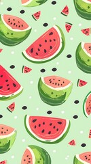 cute drawn watermelons in pattern