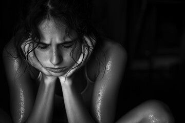victim of domestic violence young despair sad girl teen sitting on floor and crying