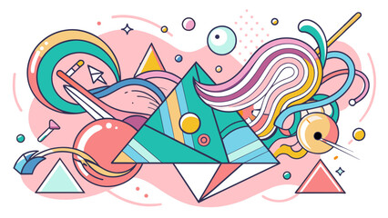 Vibrant Abstract Geometric Artwork with Dynamic Shapes and Colors