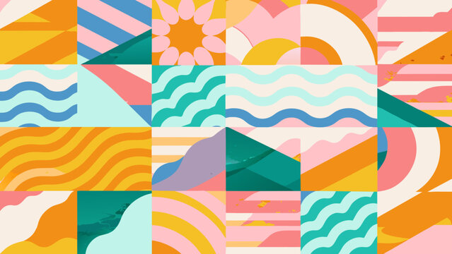 Abstract Geometric Background with Vibrant Patterns and Shapes