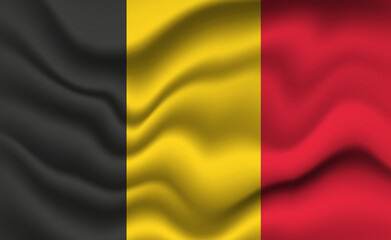 Waving Belgian Flag 3D Illustration. The National Flag of Belgium.