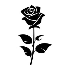Black rose icon. Flower silhoutte. Vector illustration