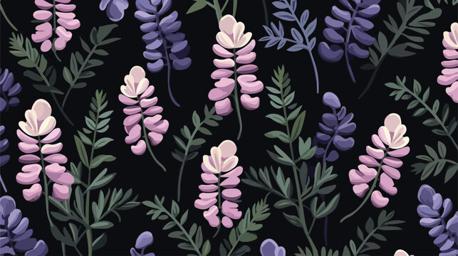 Seamless pattern with blooming tufted vetch flowers
