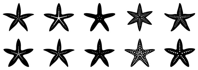 Set of starfish icons. Sea star fish marine life