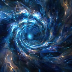 Mystic vortex with time ripples and ether currents, visualizing a surreal space where time and reality bend in a dance of swirling energies - obrazy, fototapety, plakaty